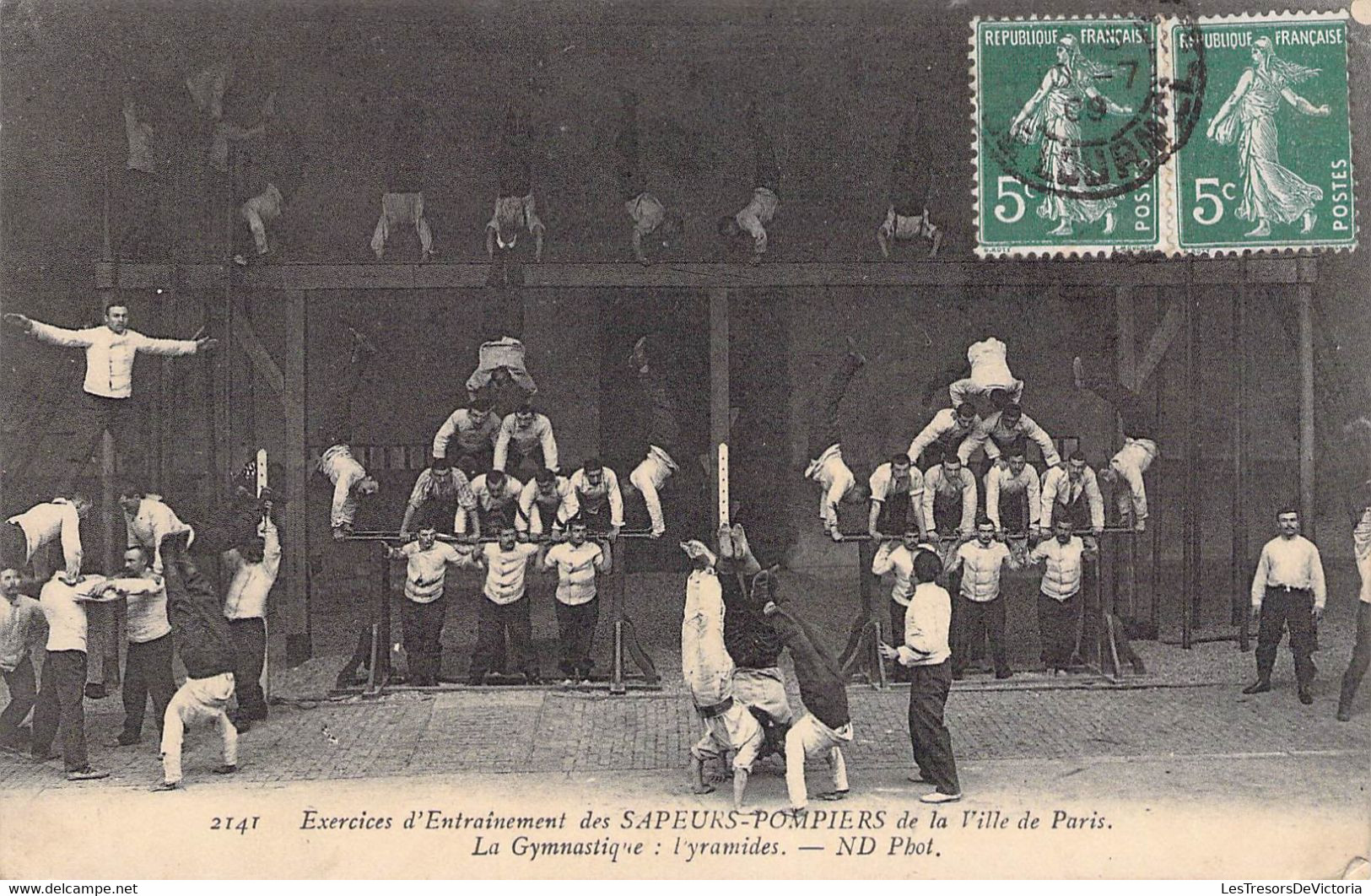 CPA Thèmes - Métiers - Exercices D'entrainement Des Sapeurs Pompiers De La Ville De Paris - Oblitérée 1909 - N.D. Phot. - Pompieri