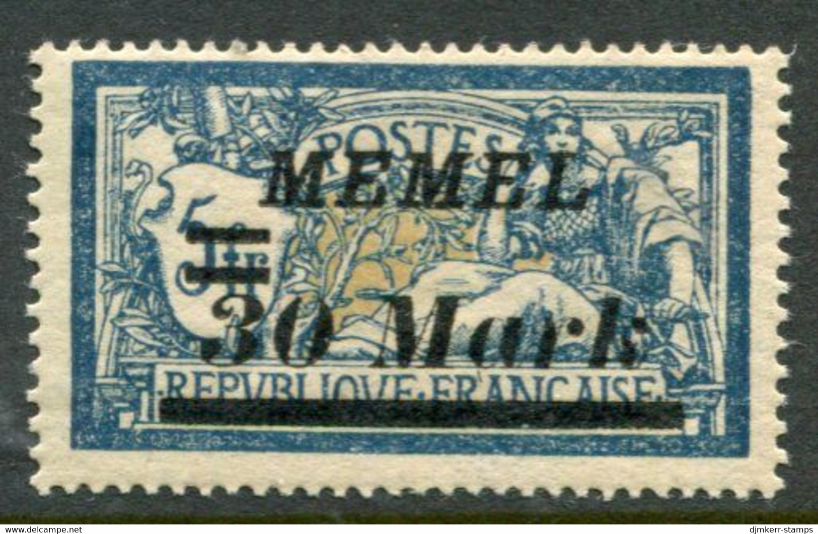 MEMEL 1922 (12 Sep.) Surcharge 30 Mk. On 5 F. Of France MNH / **.  Michel 93 - Memelland 1923