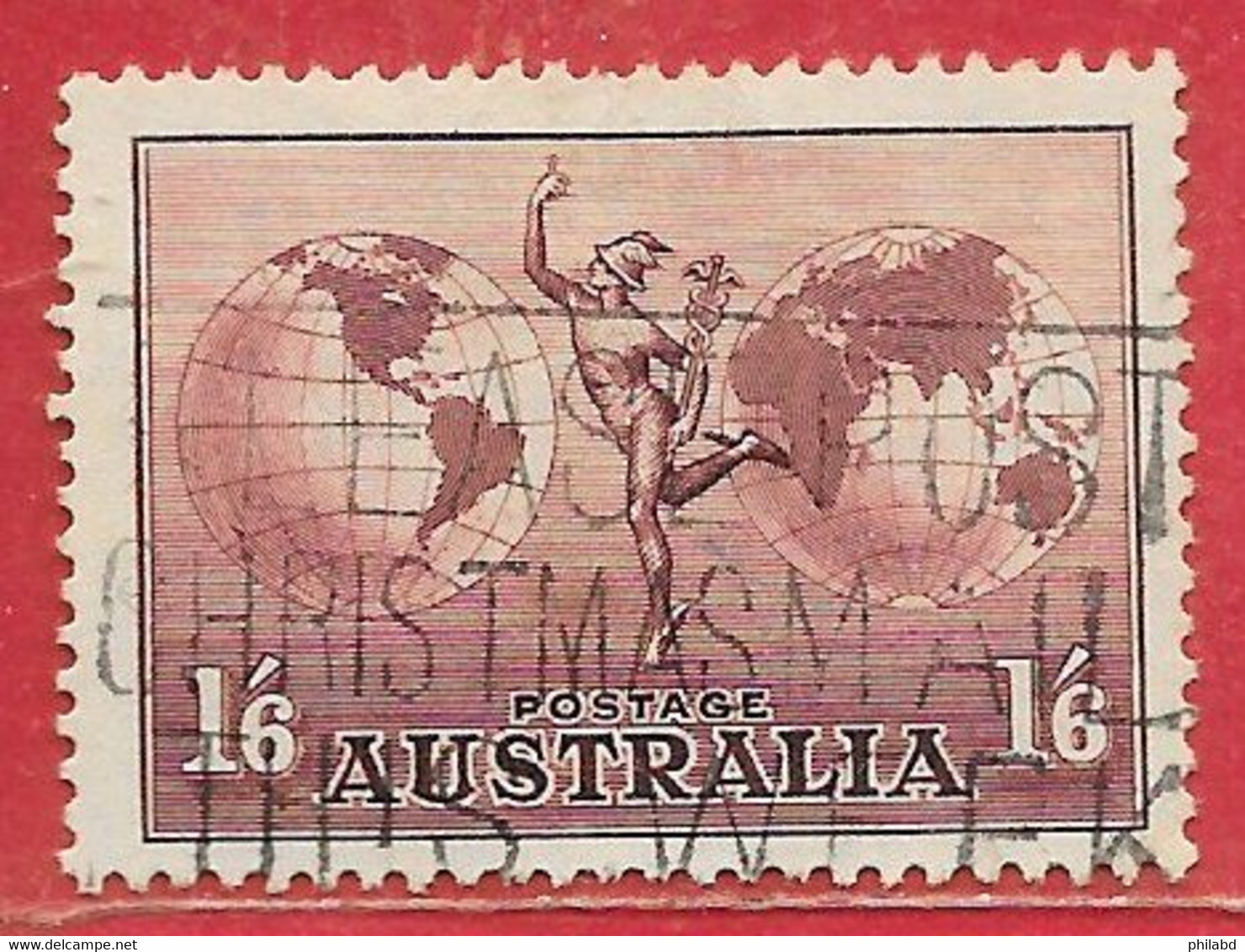 Australie PA/AM N°6 1S6p Brun-lilas1937 Mythologie Mercure O - Used Stamps