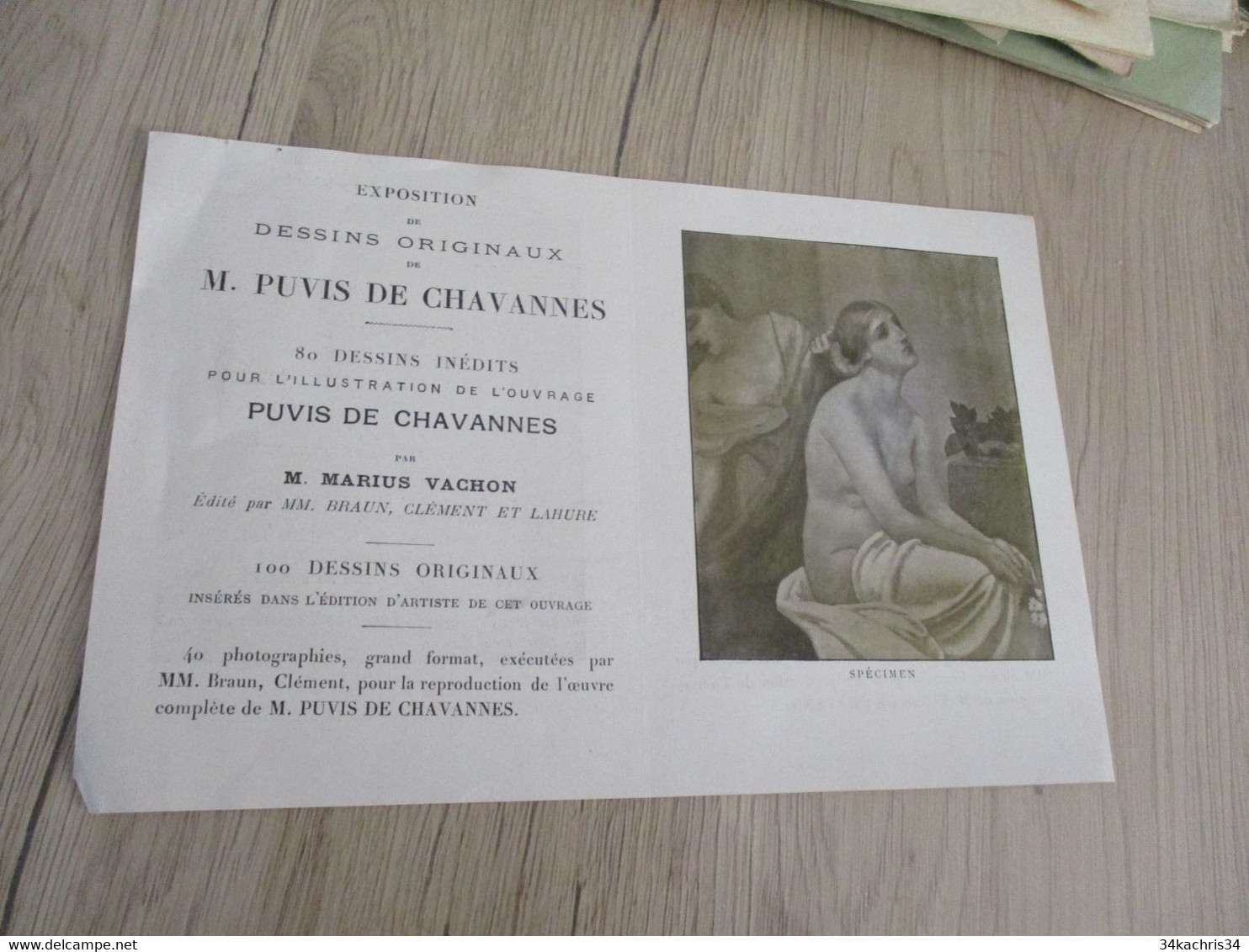 Invitation Vernissage Exposition Puvis De Chavannes 1895 Galerie Braun Clément - Historical Documents