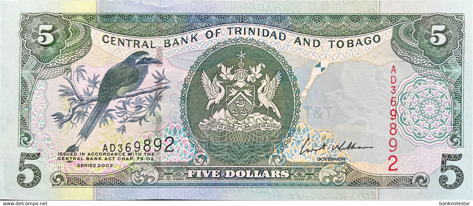 Trinidad 5 Dollars, P-42b (2002) - UNC - Trinidad & Tobago