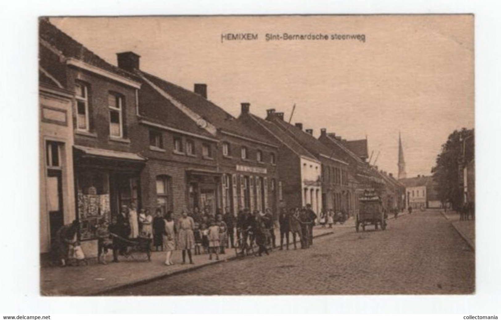 1 Oude Postkaart Hemixem Hemiksem Sint Bernardsche Steenweg Café Du Téléphone  Hondekar 1923 - Hemiksem