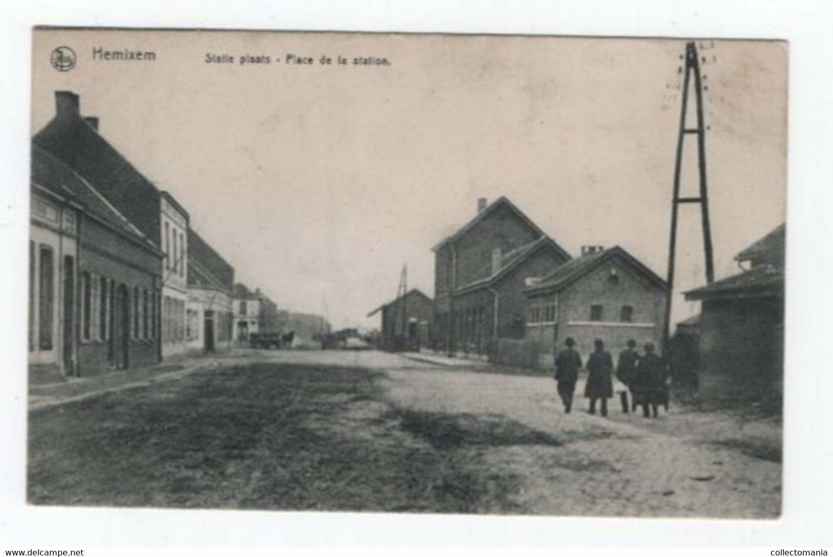 1 Oude Postkaart Hemixem Hemiksem  Statie Plaats 1908 - Hemiksem