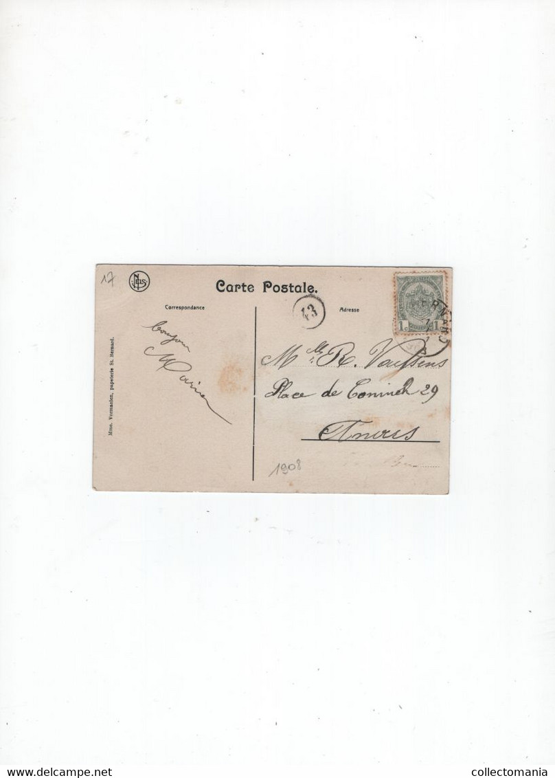 1 Oude Postkaart Hemixem Hemiksem  Statie Plaats 1908 - Hemiksem