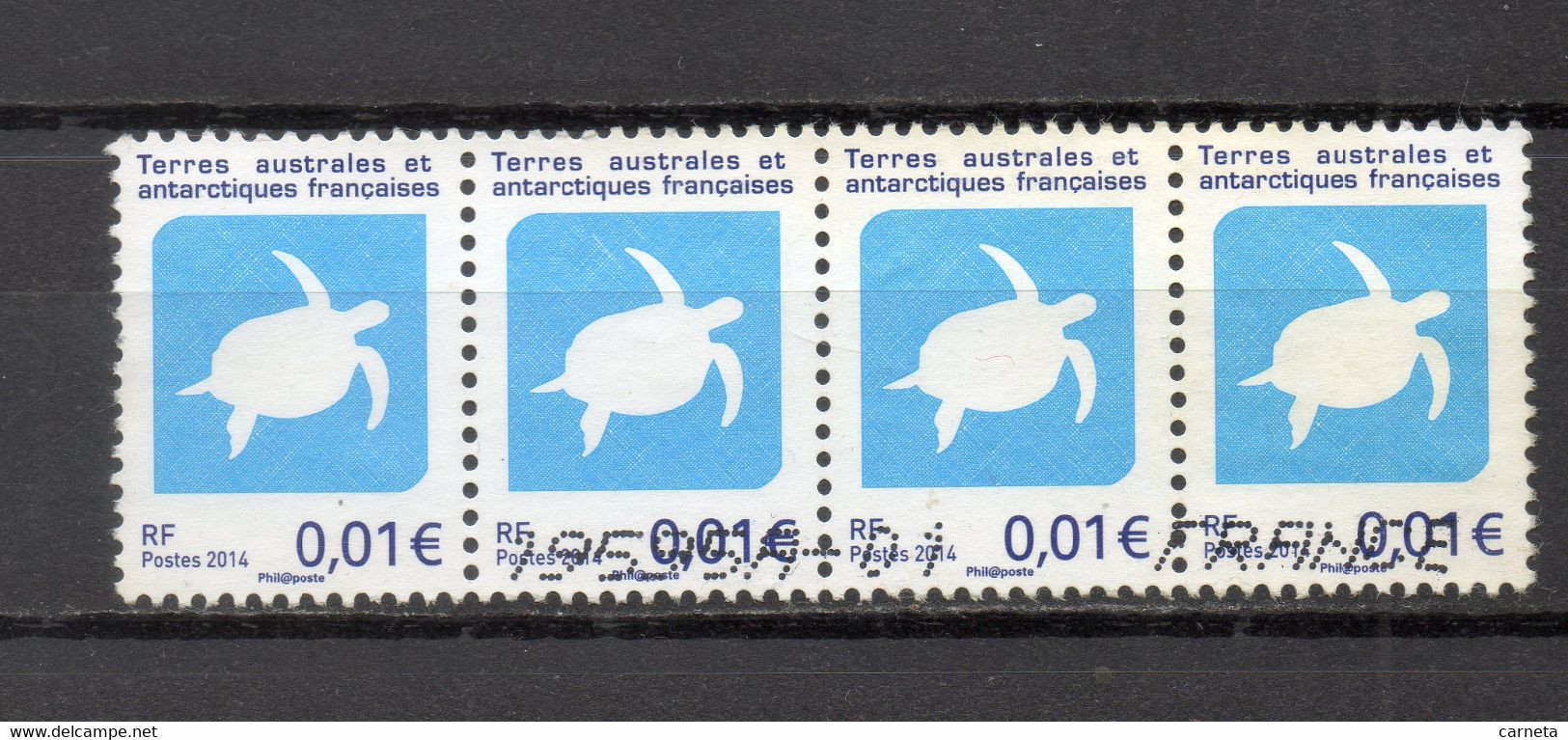 TAAF   N° 677  BANDE DE QUATRE TIMBRES  OBLITERES  COTE 0.80€    TORTUE ANIMAUX FAUNE - Used Stamps