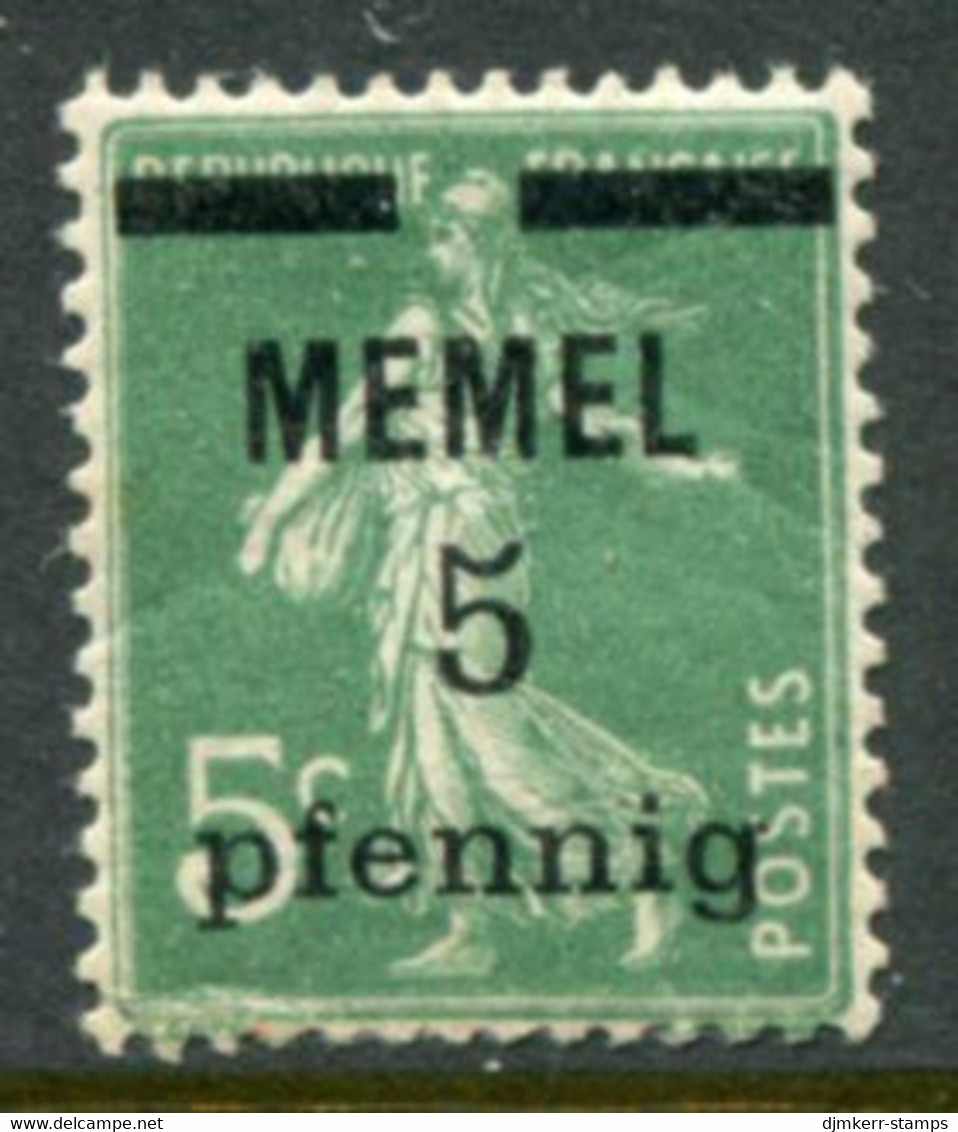 MEMEL 1920 Surcharge 5 Pf. On 5 C... Of France MNH / **.  Michel 18 - Memelgebiet 1923