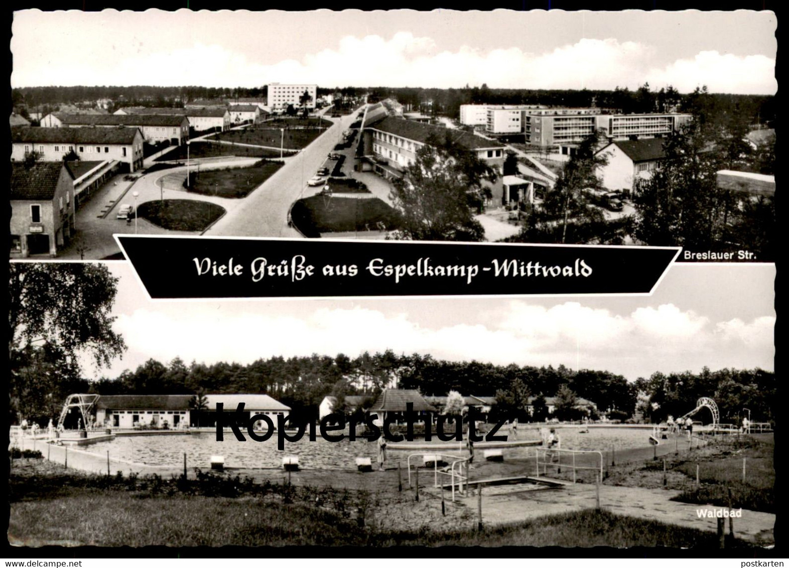 ÄLTERE POSTKARTE VIELE GRÜSSE AUS ESPELKAMP MITTWALD BRESLAUER STRASSE WALDBAD Bad Schwimmbad Ansichtskarte Cpa Postcard - Espelkamp