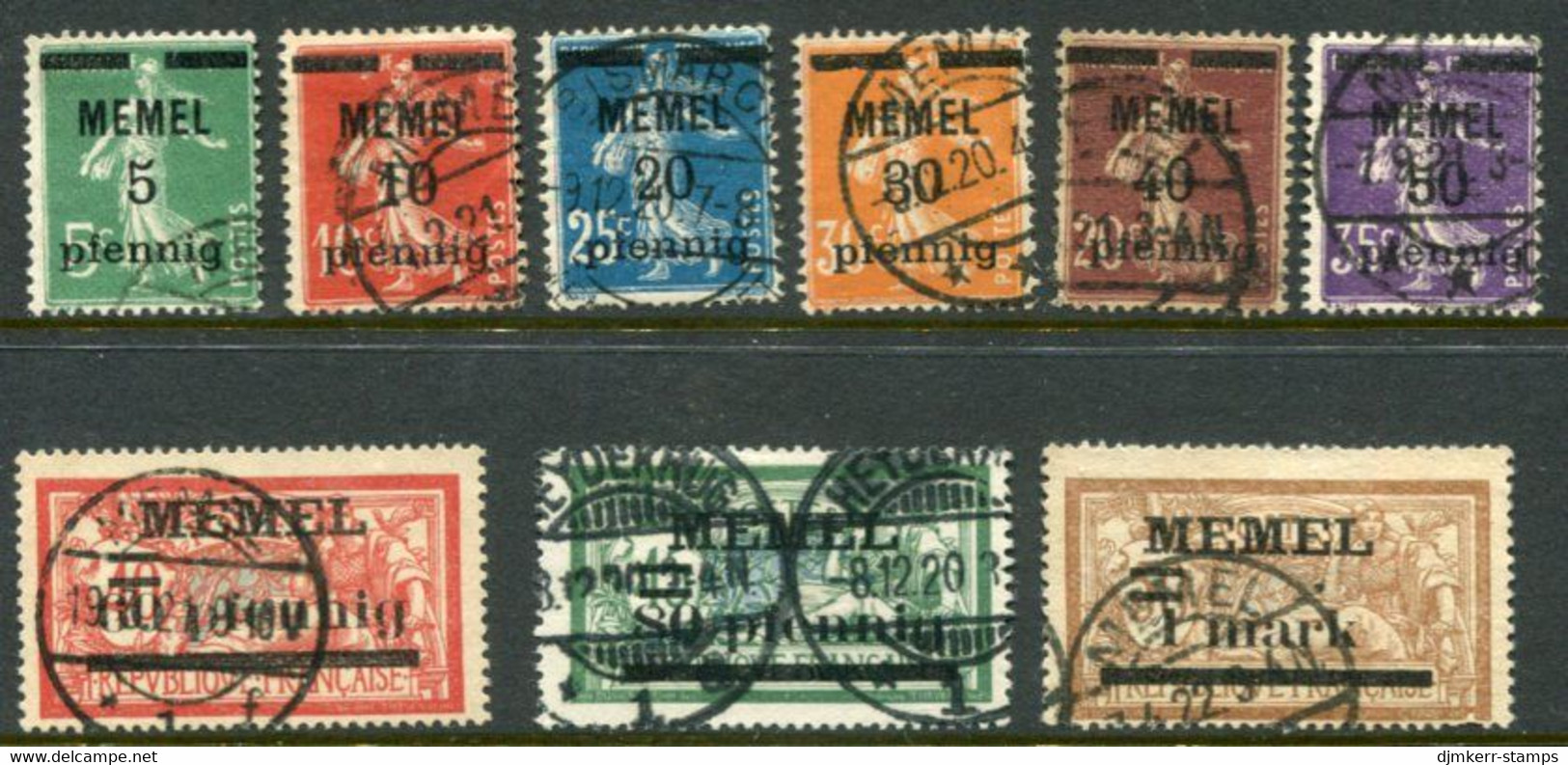MEMEL 1920 Surcharges On France To 1 Mk. Used.  Michel 18-26 - Memelland 1923