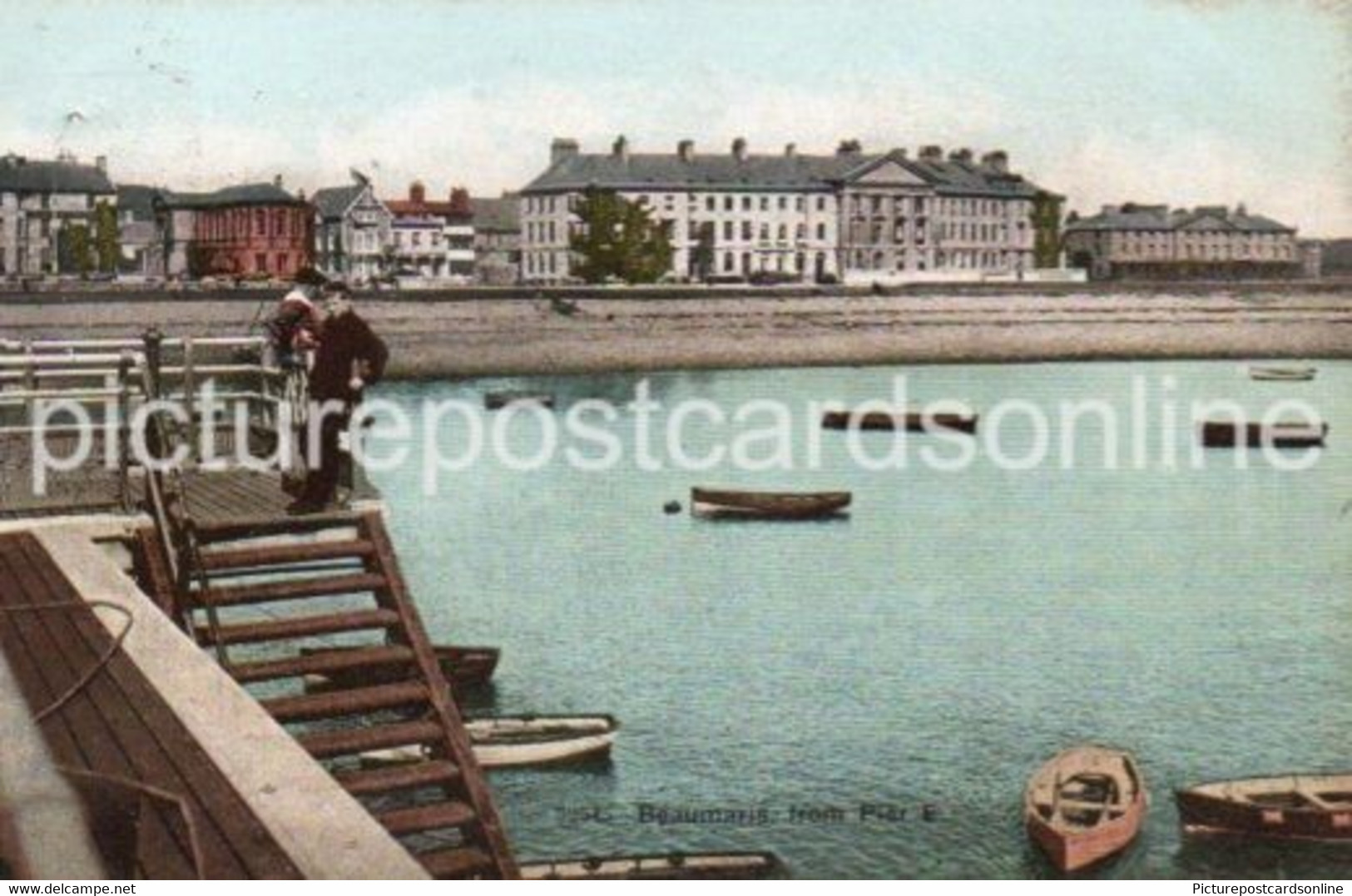 BEAUMARIS FROM THE PIER OLD COLOUR POSTCARD ANGLESEY WALES - Anglesey