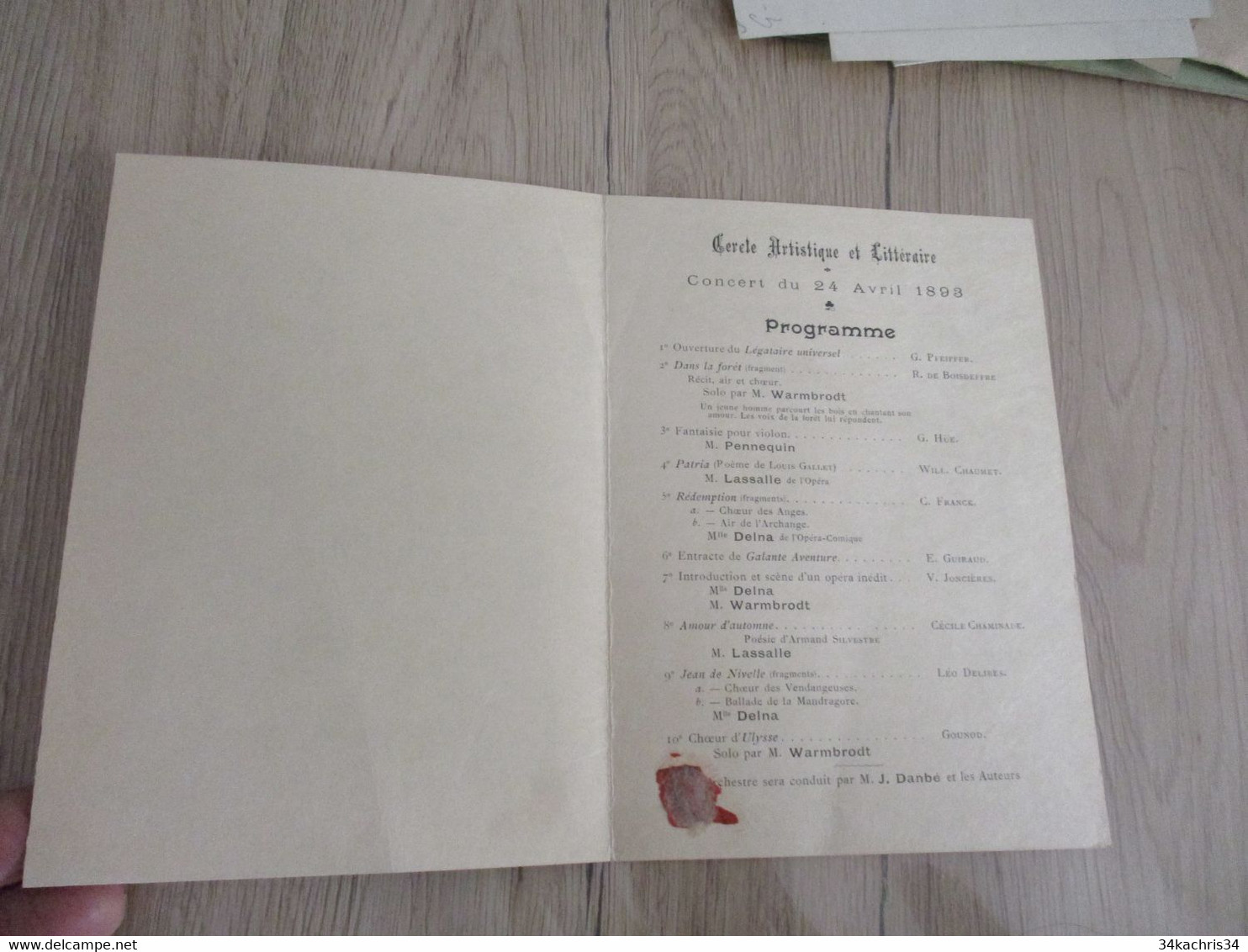 Programme Illustré Par Hippolyte Lucas Cercle Artistique Et Littéraire 1893 - Programmes