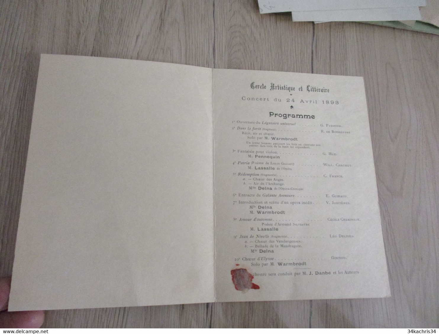 Programme Illustré Par Hippolyte Lucas Cercle Artistique Et Littéraire 1893 - Programme