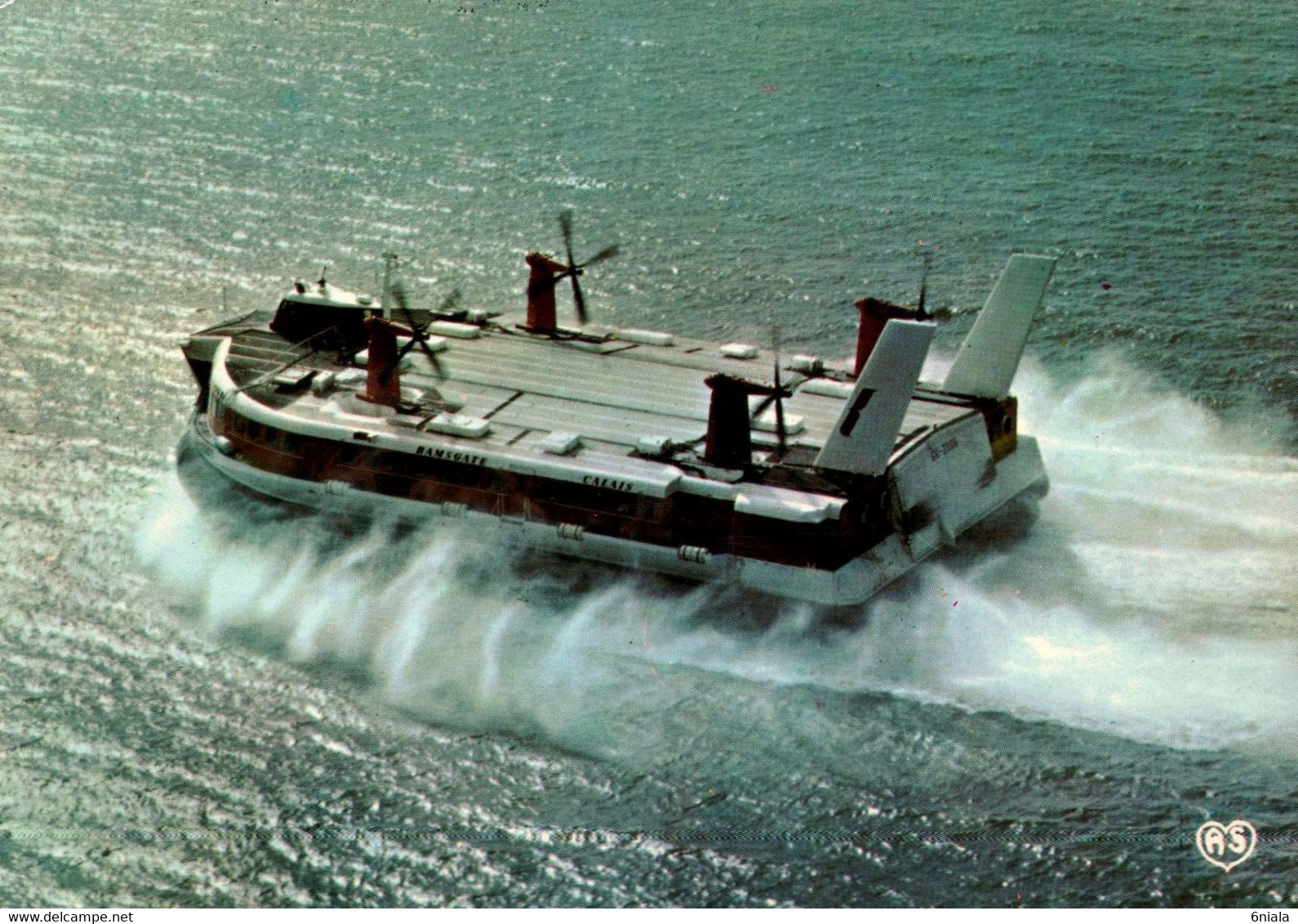 16311  Bateau HOVERCRAFT Liaison Calais Ramsgate Compagnie HOVERLLOYD  Aéroglisseur SR N 4   ( Recto-Verso) - Hovercraft