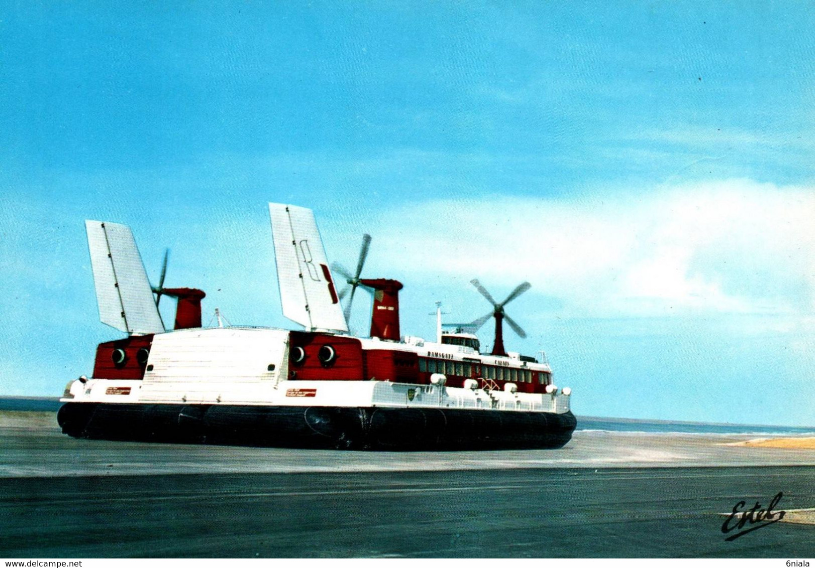 16312  Bateau Aéroglisseur Compagnie HOVERLLOYD II  Liaison Calais Ramsgate En 40mn    ( Recto-Verso) - Luftkissenfahrzeuge