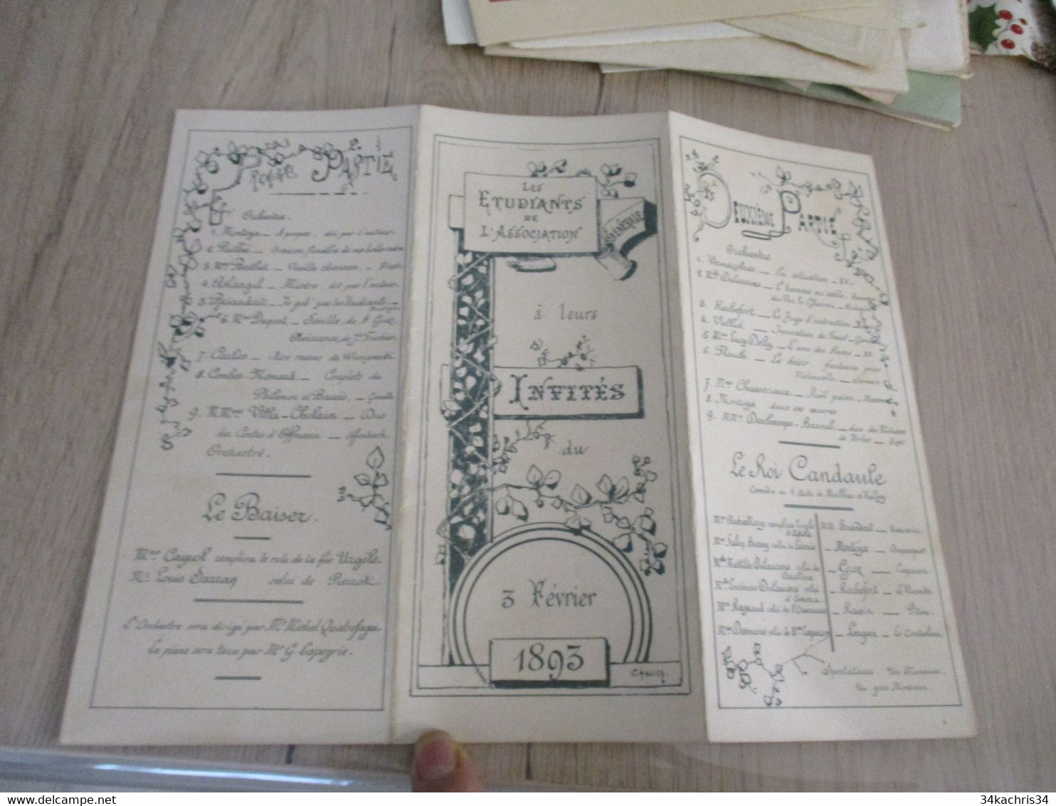 Programme Illustré Par Faliès Le  Roi Candaule Association Générale Des Etudiants Montpellier 1893 - Programma's
