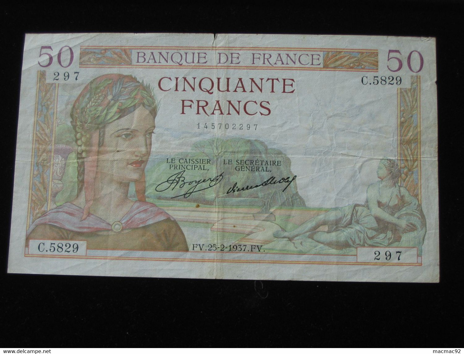 50 Cinquante Francs Cérès 25-2-1937  **** EN ACHAT IMMEDIAT **** - 50 F 1934-1940 ''Cérès''