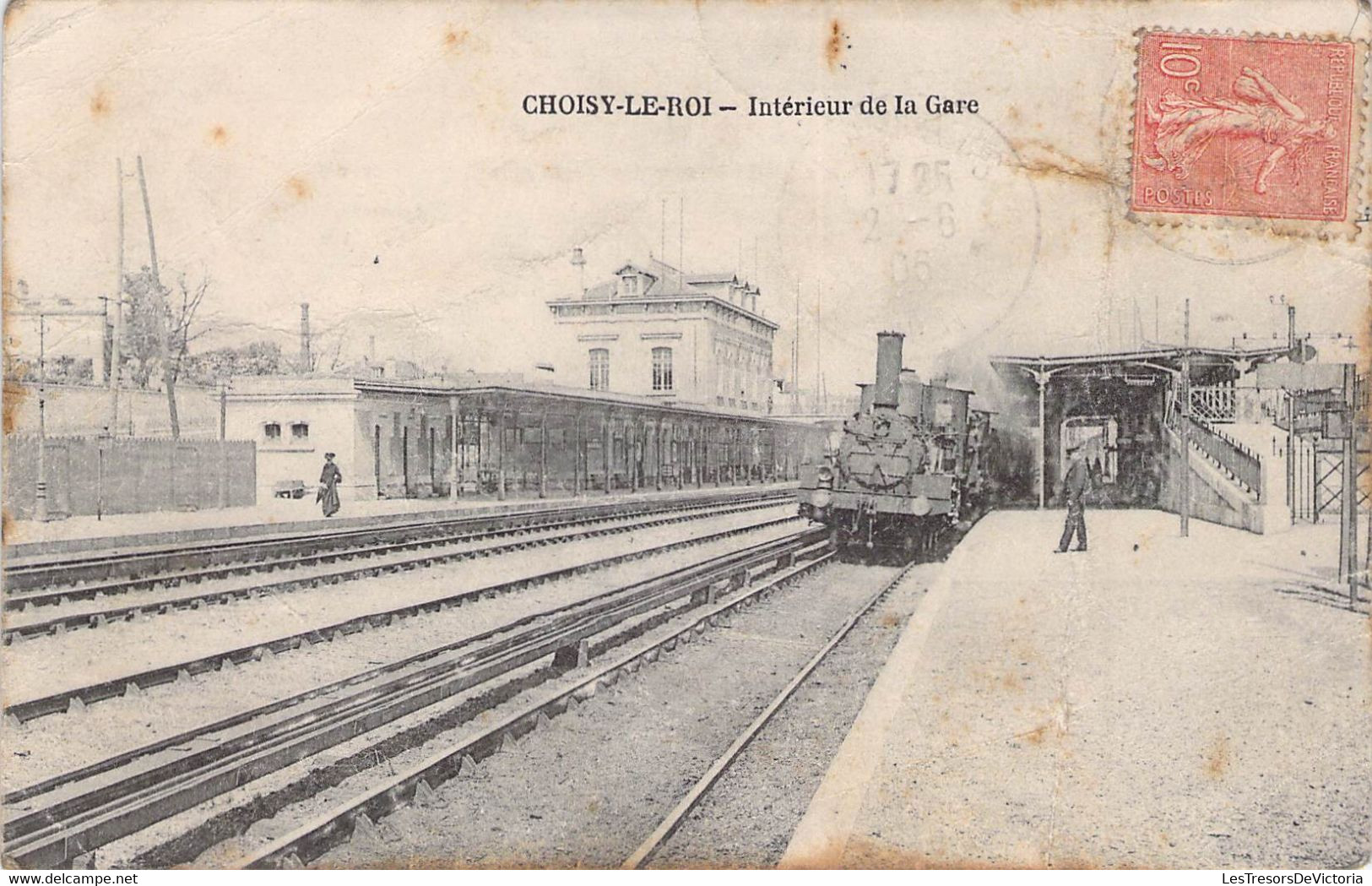 CPA Thèmes - Transports - Chemins De Fer - Choisy Le Roi - Intérieur De La Gare - Oblitérée 1906 - Bahnhöfe Mit Zügen