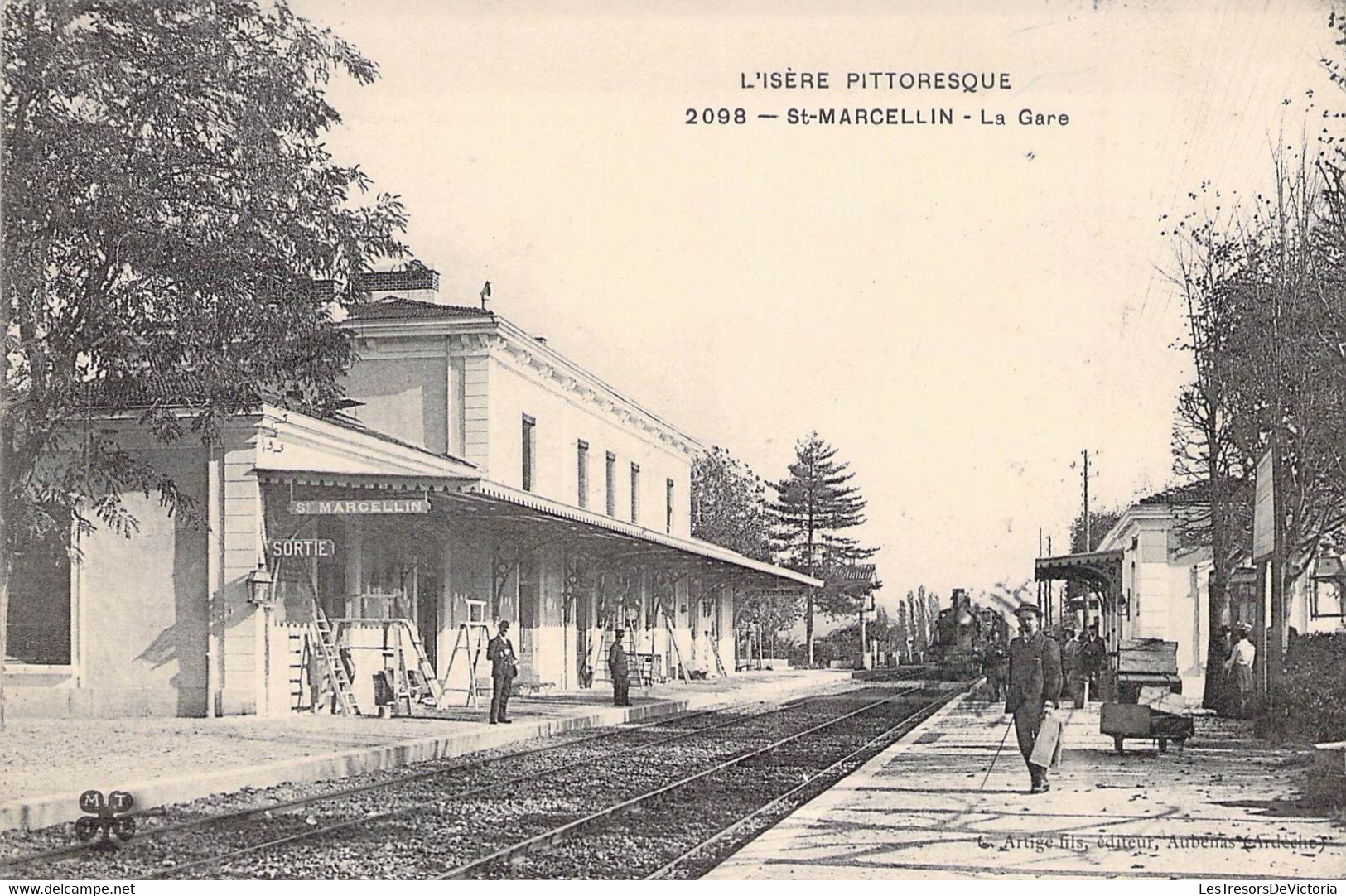 CPA Thèmes - Transports - Chemin De Fer - L'Isère Pittoresque - St Marcellin - La Gare - C. Artige Fils Edit. - Oblitéré - Stations With Trains