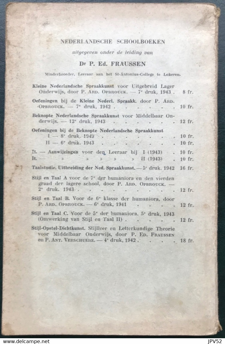(511) Nederlandse Spraakkunst - 1943 - 171 Blz. - P. ED. Fraussen - Scolastici