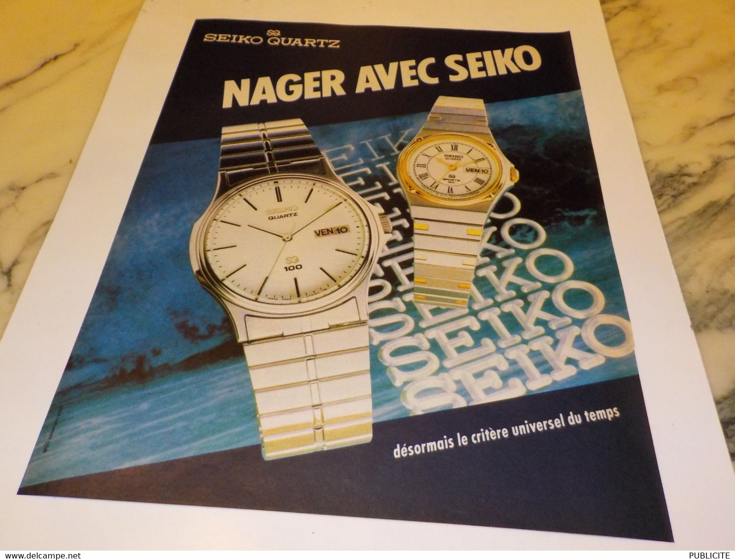 ANCIENNE  PUBLICITE NAGER AVEC MONTRE  SEIKO 1983 - Sonstige & Ohne Zuordnung