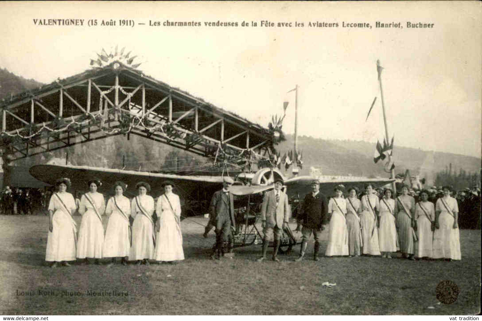 AVIATION - Carte Postale Des Aviateurs Lecomte, Hanriot Et Buchner - Valentigney 1911 - L 136729 - Aviatori