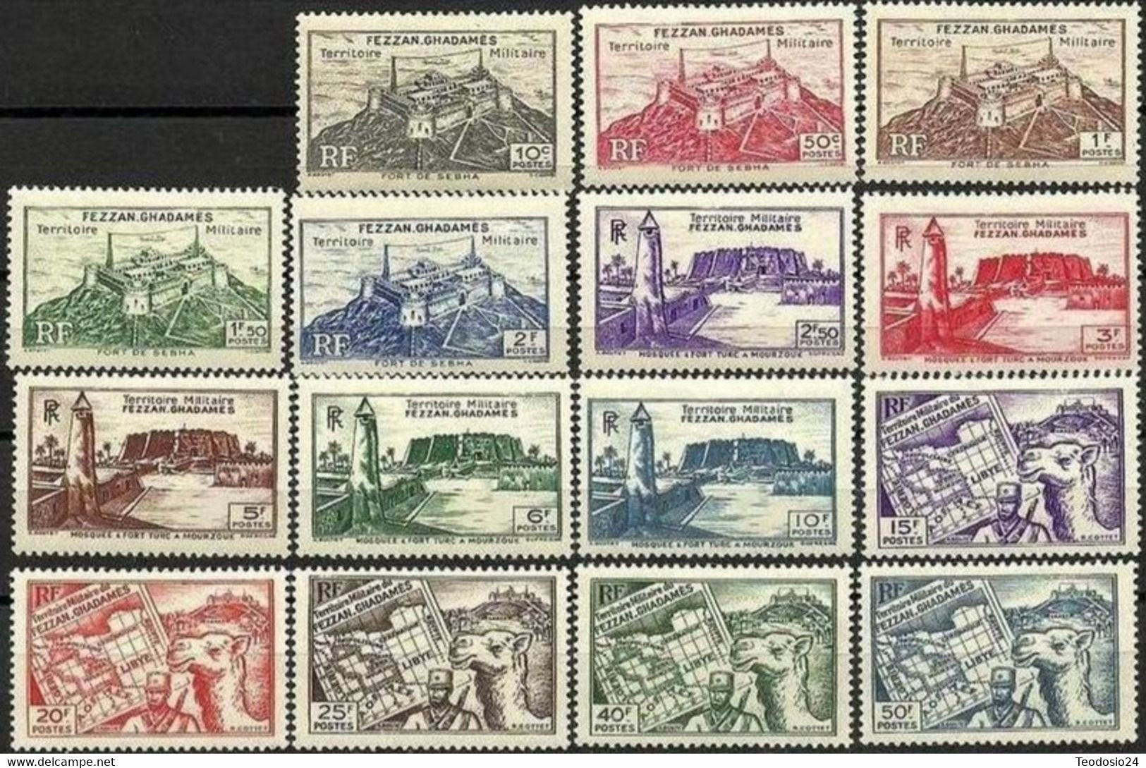 FRANCIA ANTIGUAS COLONIAS Y PROTECTORADOS FEZZAN 28 A 42 *  Mh - Unused Stamps