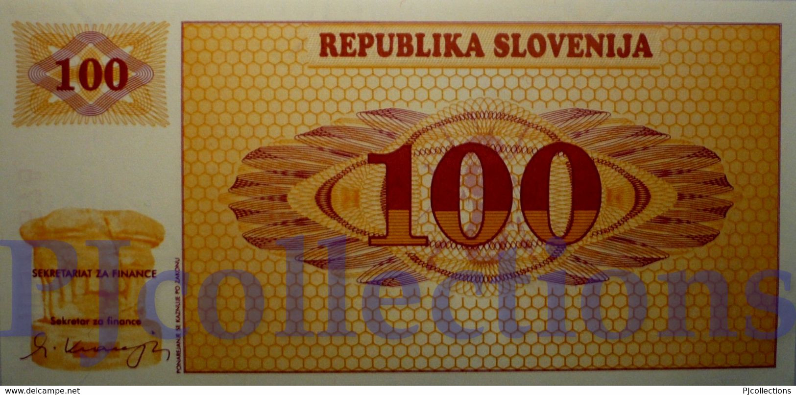 SLOVENIA 100 TOLARJEV 1990 PICK 6s1 SPECIMEN UNC - Slovénie