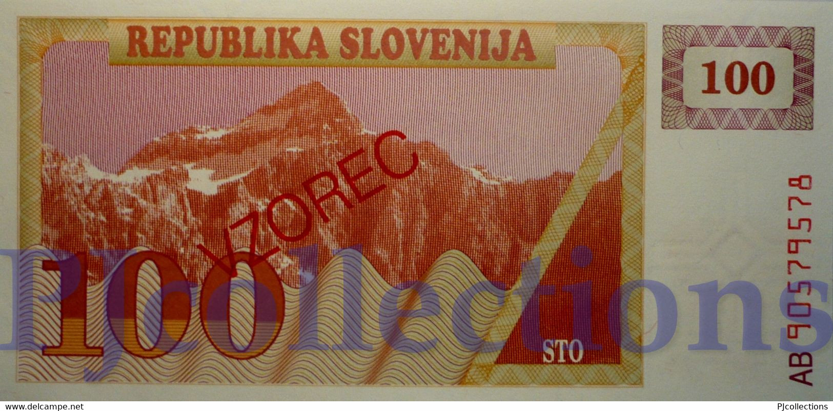 SLOVENIA 100 TOLARJEV 1990 PICK 6s1 SPECIMEN UNC - Slovénie