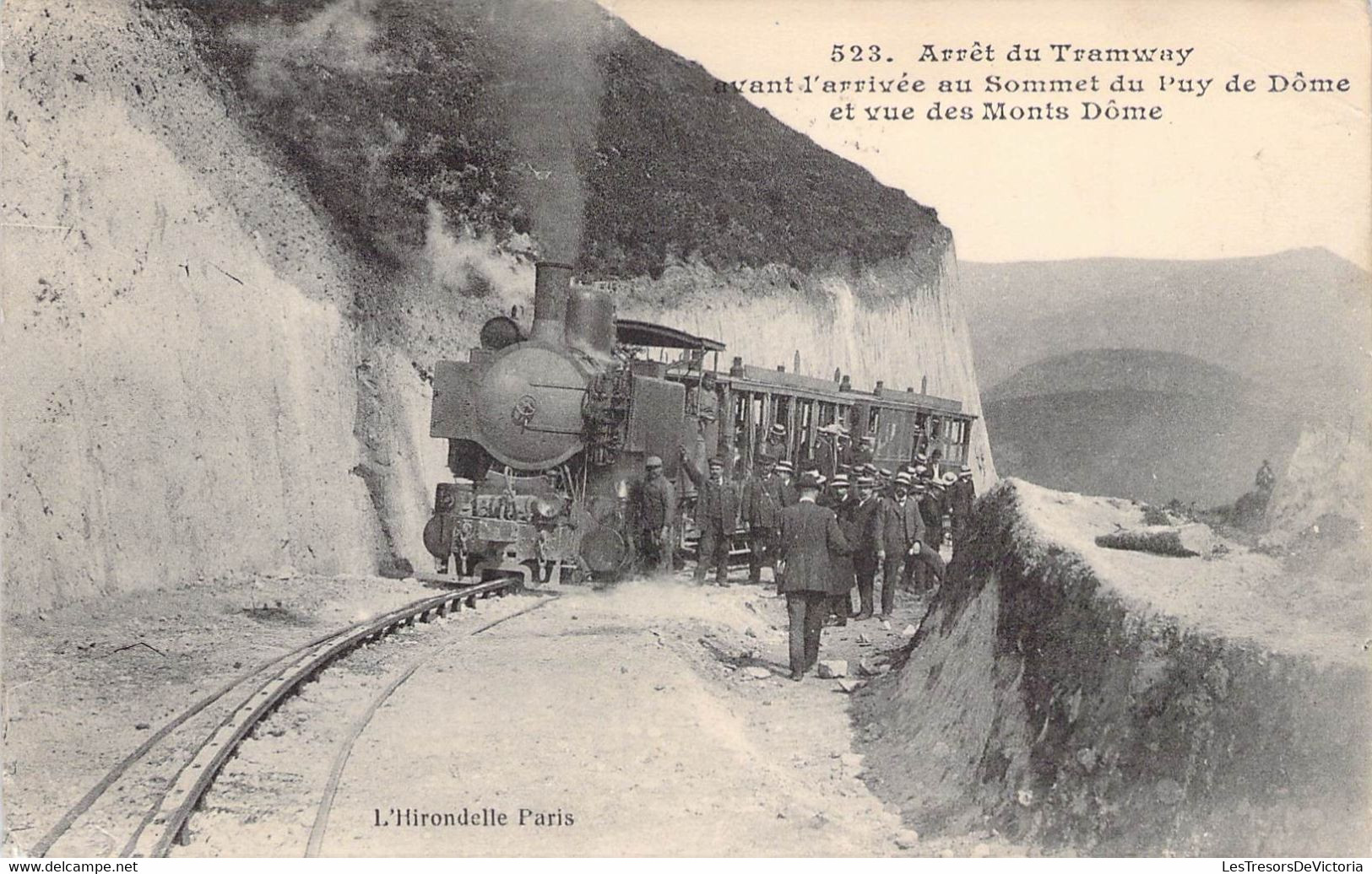 CPA Thèmes - Chemin De Fer - Arrêt Du Tramway Avant L'arrivée Au Sommet Du Puy De Dôme - L'hirondelle - Oblitérée 1914 - Strassenbahnen