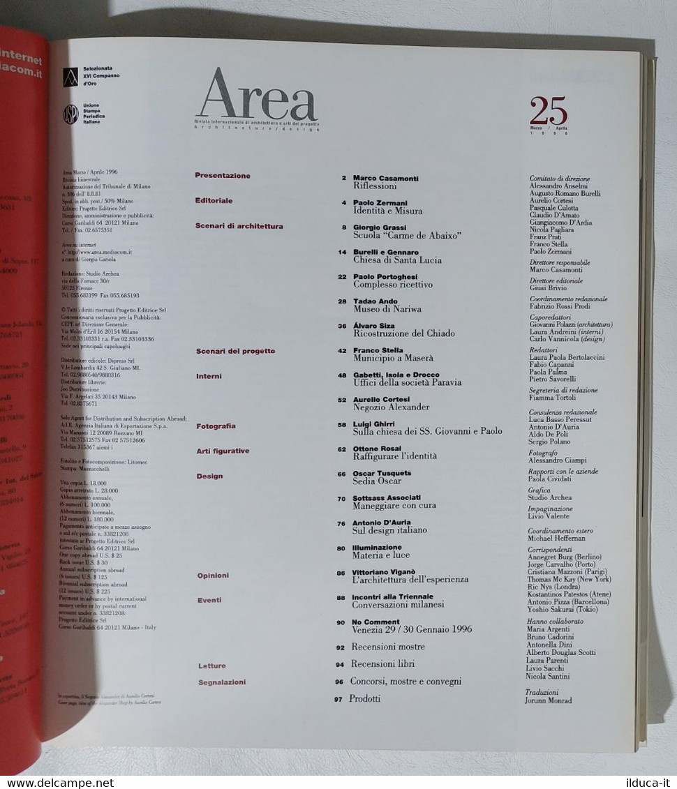 00246 AREA - Nr 25 1996 - Grassi, Burelli, Portoghesi, Ando, Siza, Stella .... - Art, Design, Décoration