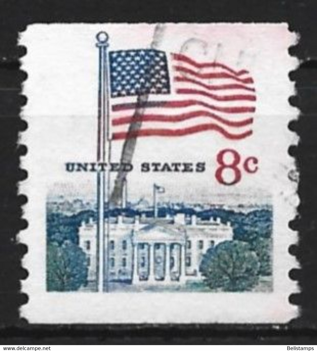 United States 1971. Scott #1338G (U) Flag & White House - Coils & Coil Singles