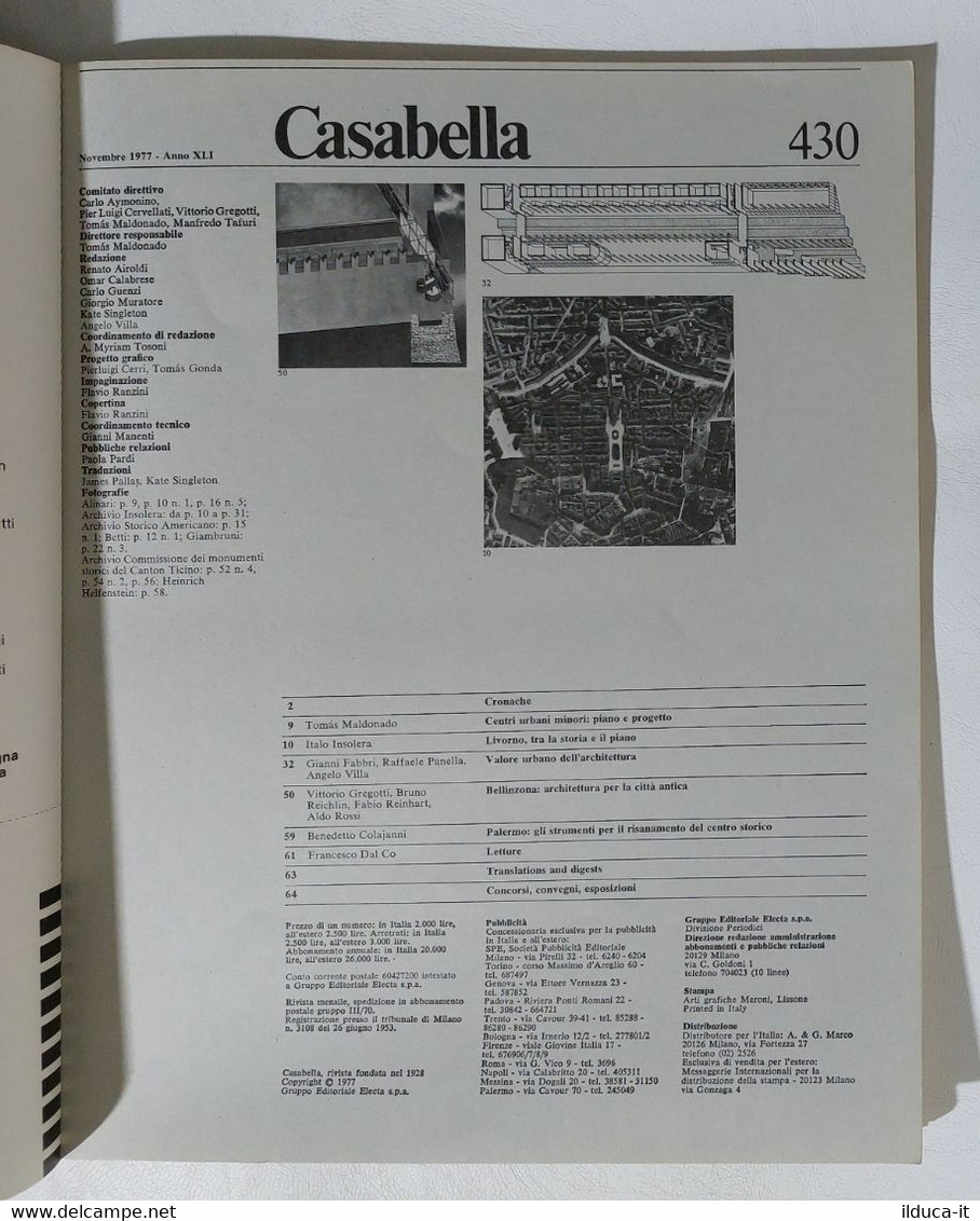 12371 CASABELLA - Nr. 430 1977 - Centri Urbani Minori; Livorno; Palermo - Art, Design, Décoration