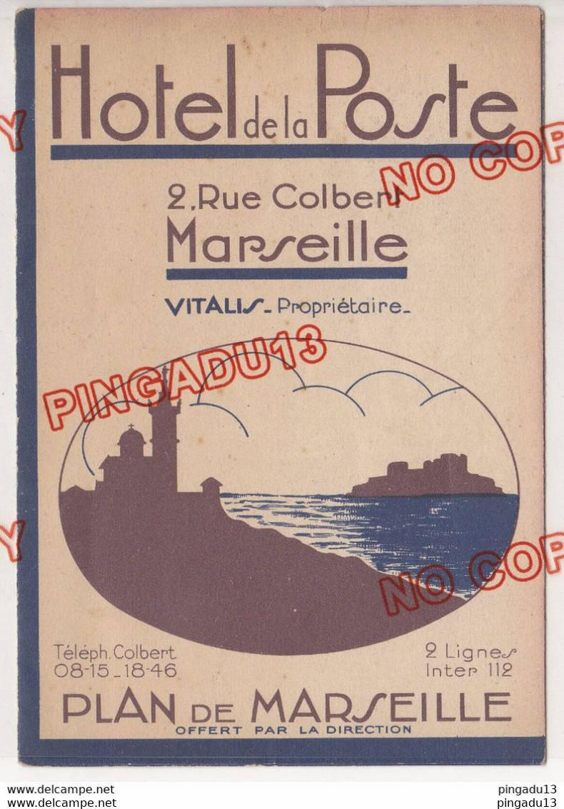 Au Plus Rapide Dépliant Publicitaire Années 30 Marseille Hôtel De La Poste 3 Volets - Europe