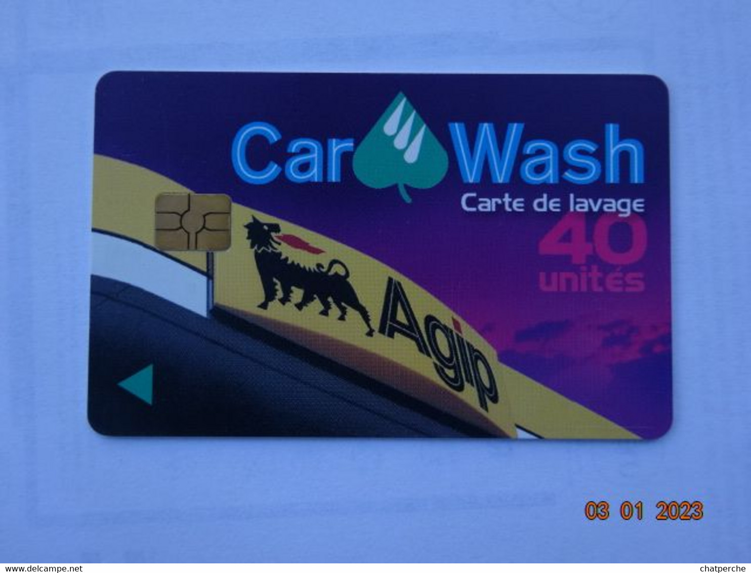 CARTE  A PUCE CHIP CARD LAVAGE AUTO AUTOMOBILE CAR WASH 40 UNITES  AGIP - Lavage Auto