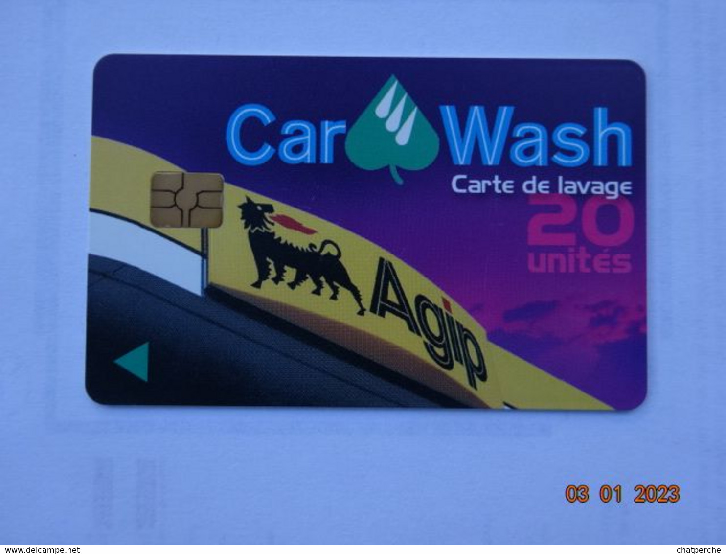 CARTE  A PUCE CHIP CARD LAVAGE AUTO AUTOMOBILE CAR WASH 20 UNITES  AGIP - Car Wash