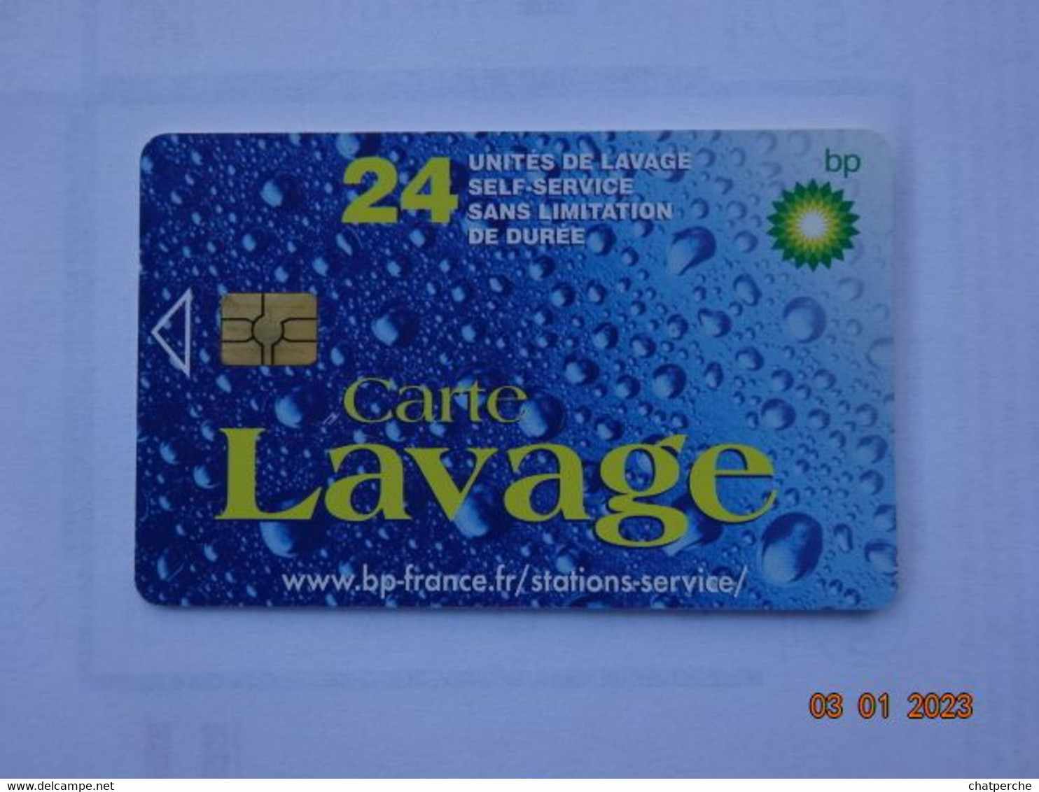 CARTE  A PUCE CHIP CARD LAVAGE AUTO AUTOMOBILE CARTE 24 UNITES LAVAGE BP - Colada De Coche