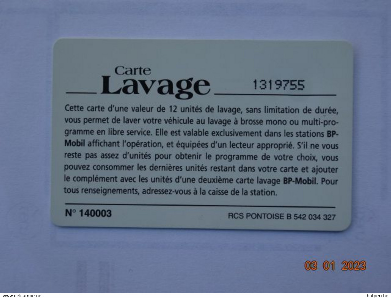 CARTE  A PUCE CHIP CARD LAVAGE AUTO AUTOMOBILE CARTE 12 UNITES LAVAGE BP MOBIL - Autowäsche