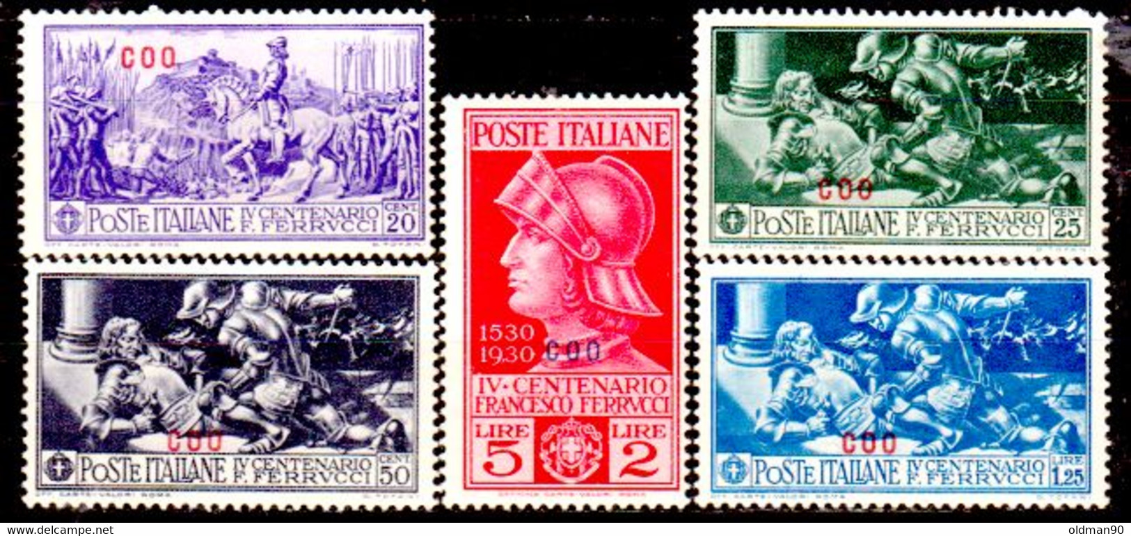 Egeo-OS-286- Coo: Original Stamps "Ferrucci" And Overprint 1930 (++) MNH - Quality In Your Opinion. - Ägäis (Coo)