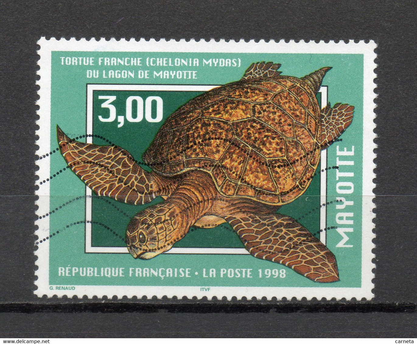 MAYOTTE N° 52   OBLITERE COTE 1.20€    TORTUE ANIMAUX FAUNE - Gebruikt