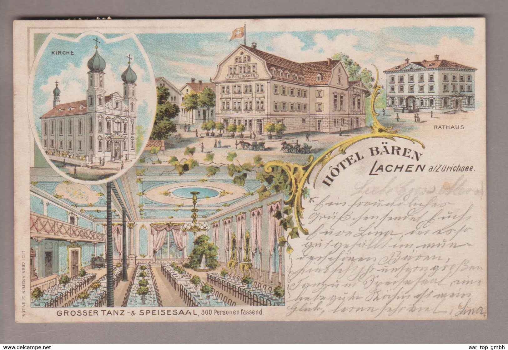 AK CH SZ Lachen A.Zürichsee 1900-11-19 Litho Hotel Bären Gebr. Amstein - Lachen