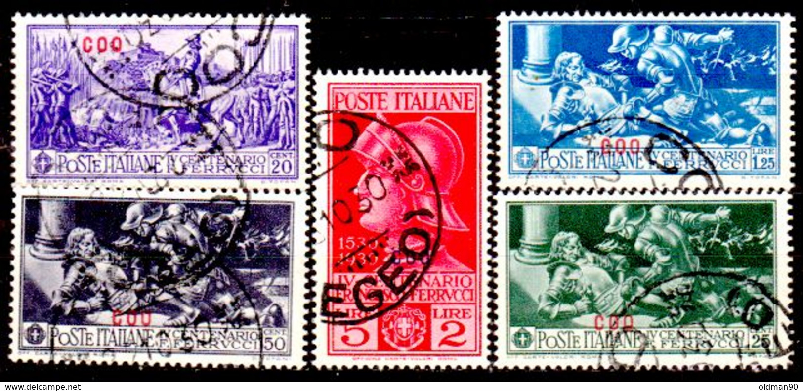 Egeo-OS-287- Coo: Original Stamps "Ferrucci" And Overprint 1930 (o) Obliterated - Quality In Your Opinion. - Aegean (Coo)