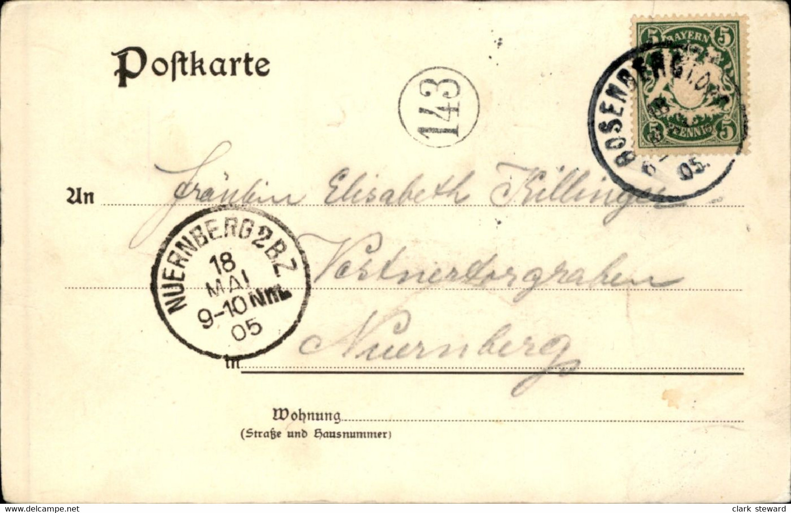 Sulzbach / Opf - Rosenberger Strasse - Sulzbach-Rosenberg Nach Nürnberg - 1905 - Stempel "Rosenberg" - Sulzbach-Rosenberg