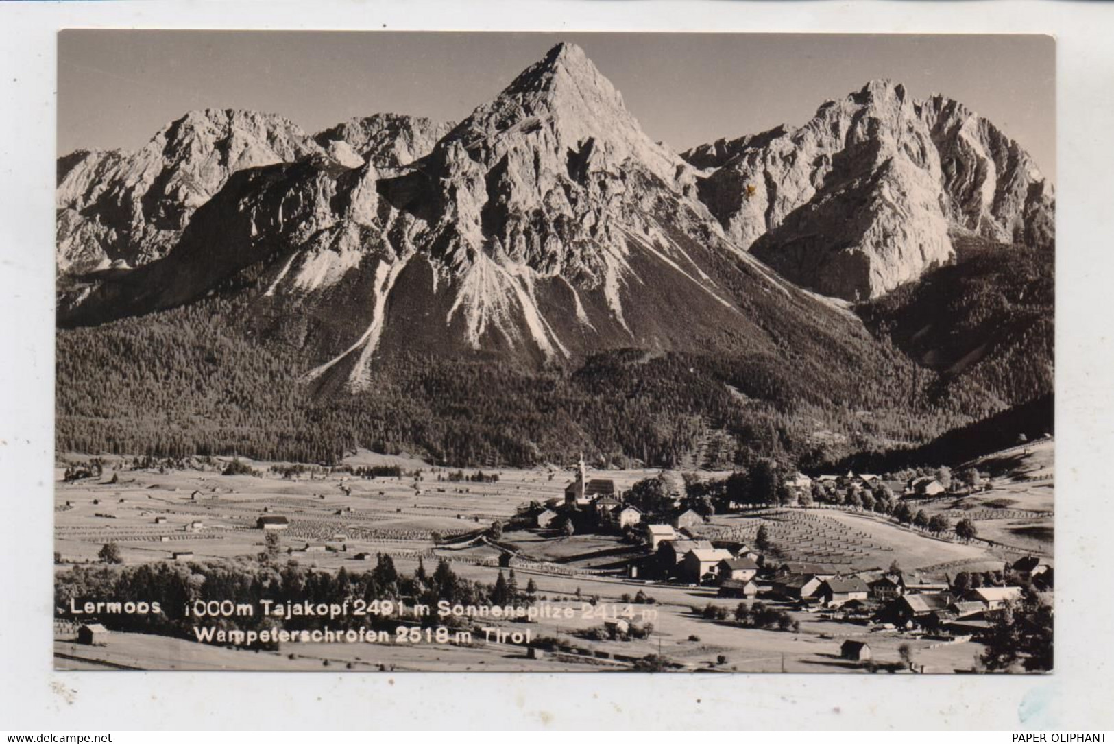 A 6631 LERMOOS, Dorfansicht, Tajakopf, Sonnenspitze, Wampeterschrofen, 1961 - Lermoos