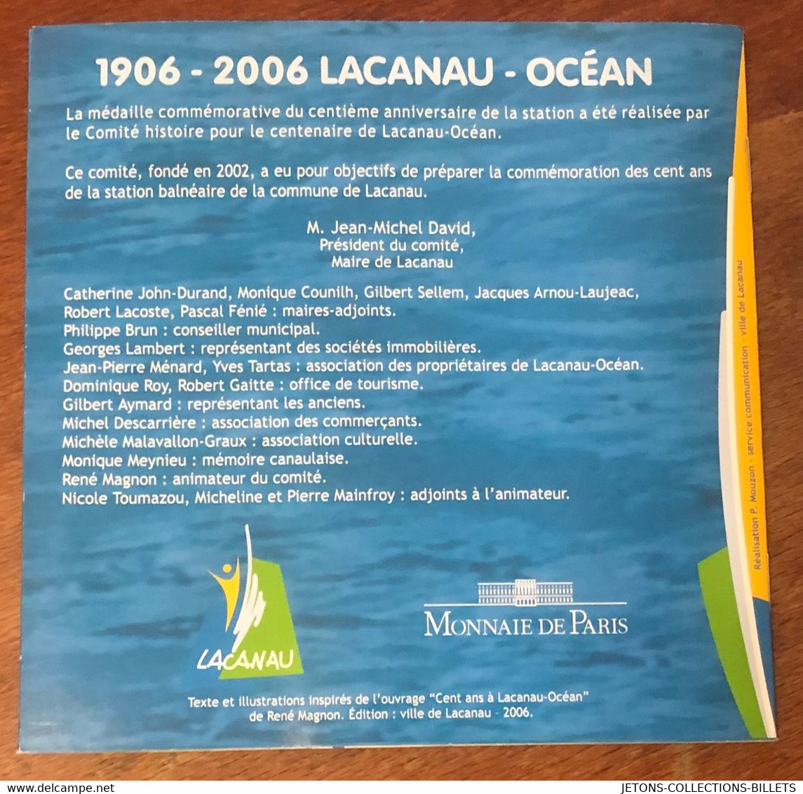 33 LACANAU FÊTE SES 100 ANS ENCART FRANÇAIS MDP 2006 MÉDAILLE MONNAIE DE PARIS JETON MEDALS COINS TOKENS - 2006