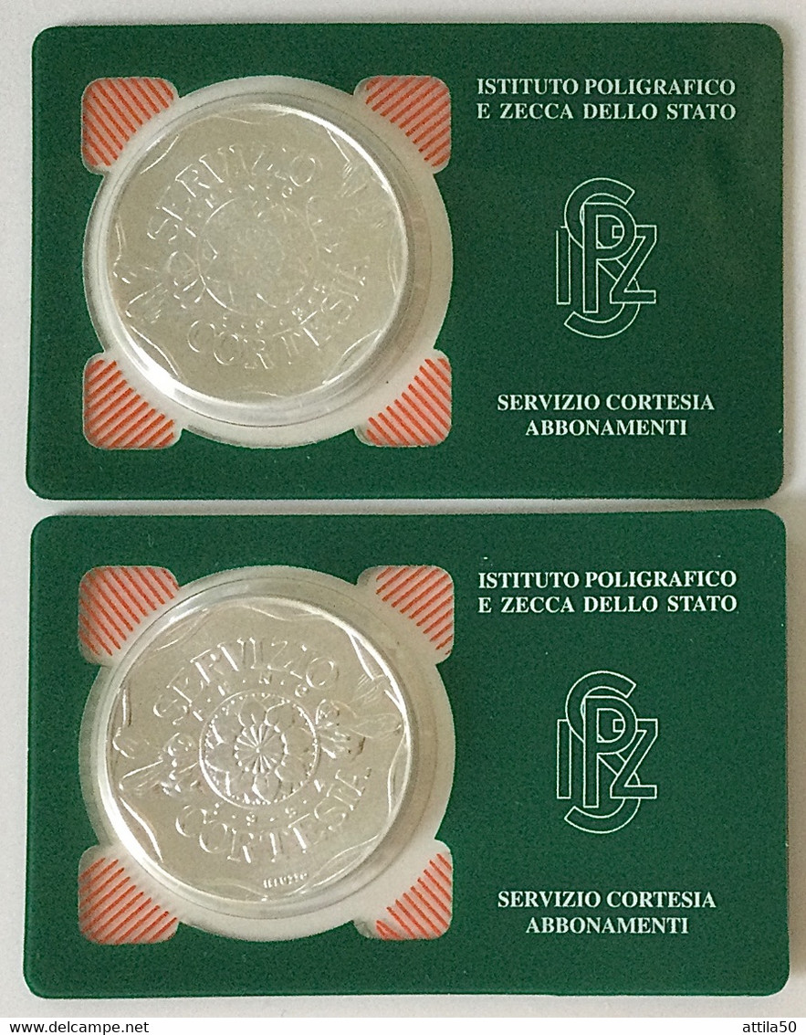 Italia- CertiCard IPZS - Servizio Cortesia - Due Medaglie Argento 986/1000 Gr.22 Diam.34 Mm. Proof. - Noodgeld