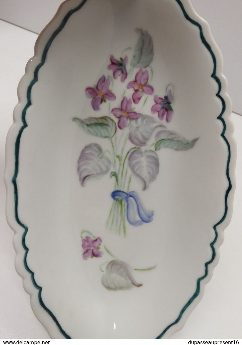 *JOLI PETIT PLAT RAVIER PORCELAINE de LIMOGES décor main MJ ROQUES Déco Table  E