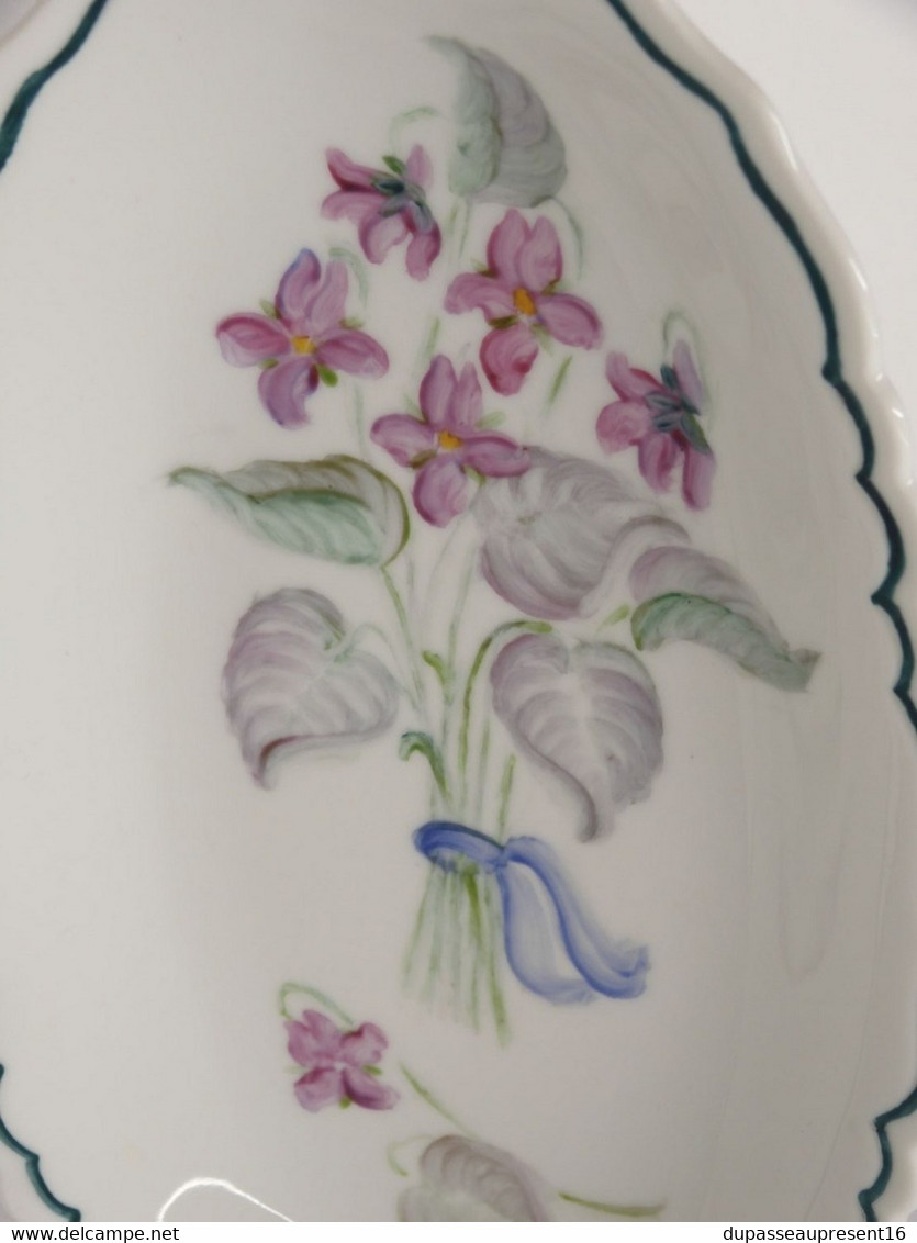 *JOLI PETIT PLAT RAVIER PORCELAINE de LIMOGES décor main MJ ROQUES Déco Table  E