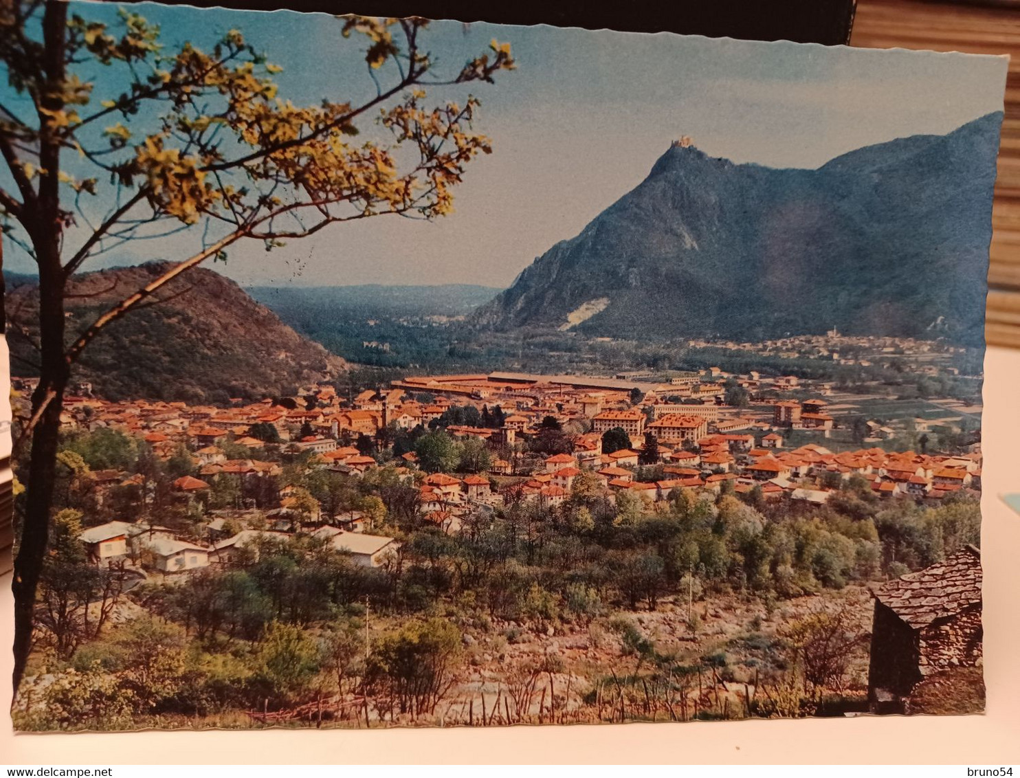 Cartolina Condove Provincia Torino 1965, Panorama E La Sacra Di S.Michele - Bares, Hoteles Y Restaurantes