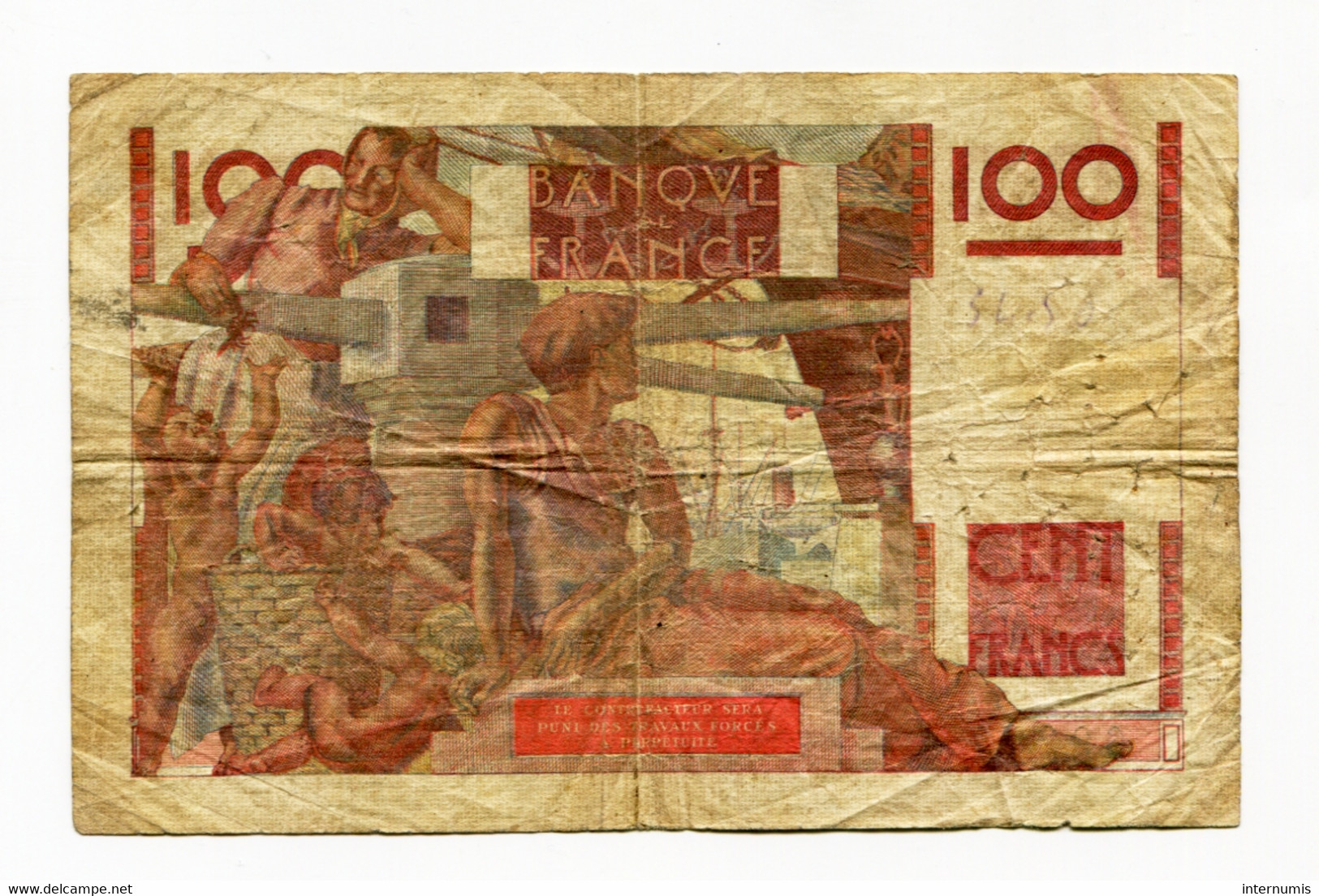 France, 100 Francs, JEUNE PAYSAN, 31-5-1946, N° : S.65-69287, B (VG), F.28.05 - 100 F 1945-1954 ''Jeune Paysan''