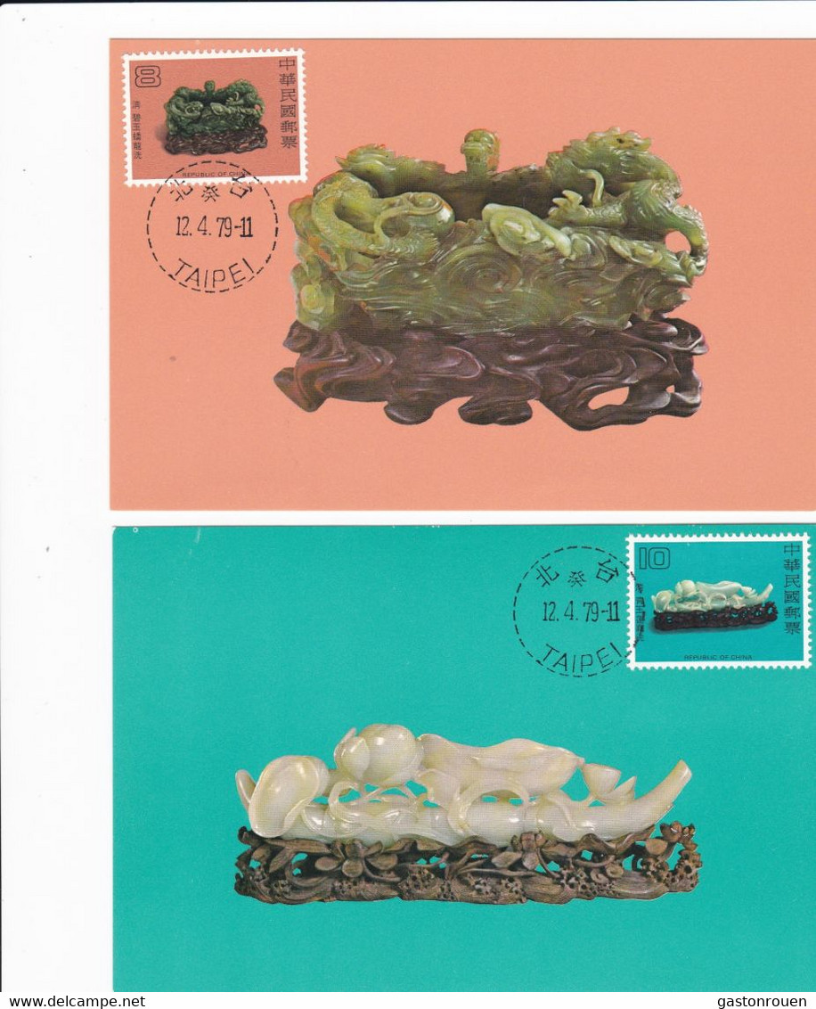 Taiwan Formose Taipei 4 X Cartes Maximum 1979 1233 à 1236 Jade - Briefe U. Dokumente