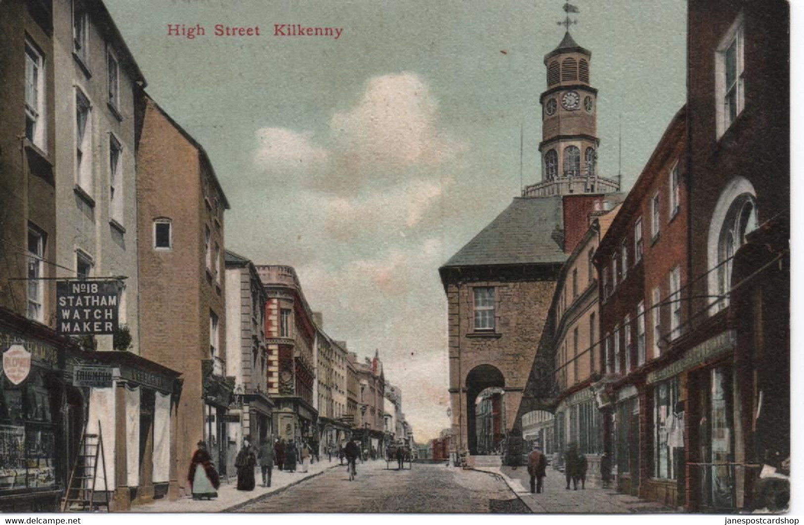 HIGH STREET - KILKENNY - POSTALLY USED 1908 - PUBLISHED BY VALENTINES - IN VERY GOOD CONDITION - Kilkenny